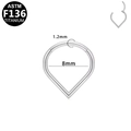Aro de gota en titanio G23 plateado con grosor de 1,2mm y diámetro interno de 8mm - Estilo de Forma de V Liso Plateado (G23NR336-S1208035)