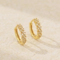 Eleganti orecchini a cerchio in argento S925 dorato con cristalli scintillanti - Argento 925 / Oro
