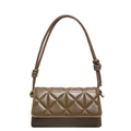 Chic quilted olive green faux leather shoulder bag with decorative knot strap details - Brown