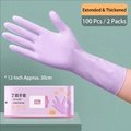 Purple nitrile gloves size M in 12-inch extra long style, 100 pieces per 2-pack set - 100 Pieces Size M Purple 12 Inches