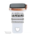 Five-piece silver diamond-encrusted metal charms set for 21mm silicone watch straps - Paw Bone Style (5572578809379) / Black Sponge Packaging / No.29 Silver