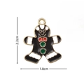 Gingerbread man charm in black enamel with gold trim, 1.8cm x 2.2cm pendant for DIY jewelry - 2849 Gingerbread Man with Tie