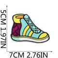 Detailed size view of colorful sneaker embroidered patch measuring 5cm height and 7cm width - No. 49 (Multicolor Sneaker)