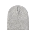 Classic light grey knit beanie cap with seamless minimalist design on white background - Gray