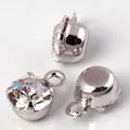 Set di tre ciondoli rotondi in rame placcato argento con zirconi cubici per gioielli DIY - 1 pezzo / Placcato argento con zircone bianco
