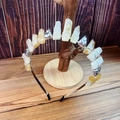 Bohemian crown headband featuring white and yellow raw quartz crystals with silver shells - Citrine + Antique Silver Crow + White Gold Tone Headband
