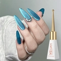Sparkling blue-green cat eye gel polish in a 10ml bottle with elegant rhinestone accent - Melbourne Cat Eye