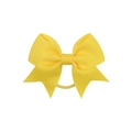 Macro detail of bright yellow grosgrain ribbon texture on an elastic bow hair tie - Bright Yellow (10)