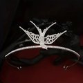 Elegant silver swallow tiara crown with sparkling rhinestones for bridal party hair accessory - Style HG-085