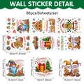 Christmas gnome and gingerbread man PVC wall stickers set with 86 festive window decals - Christmas Gingerbread Man and Gnome Set (UV24Y12792T_T)