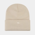 Dettaglio di un berretto in maglia beige con ricamo di alta qualità di orso polare - Taglia unica / Beige