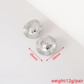 Detailed view of silver flower textured earrings with 26mm size and 12g weight specs - Round Wave Pattern (24#)