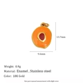 Orange enamel irregular round fruit pendant in 18K gold plated stainless steel - Enamel Organic Shape-Orange Red