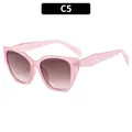 Pink polygonal sunglasses with tinted lenses and transparent frames stylish C5 variant - Pink Frame Gradient Tea Lens