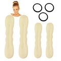 Beige sponge hair styling set with wavy curlers and black elastic hair ties - Sponge Bun Maker Set Beige / Beige