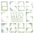 Eucalyptus stationery set with 10 watercolor botanical letterhead styles and stickers - Eucalyptus Leaves Set