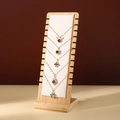 Bamboo jewelry organizer board for necklaces featuring white fabric and wood grain finish - ZM007 Cream Velvet