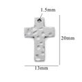 Vintage stainless steel cross pendant with hammered texture, size 20mm by 13mm - Style 49