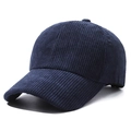 Dunkelblaue Cord-Baseballkappe für Damen mit verstellbarem Riemen und Textur-Finish - Verstellbar / Marineblau