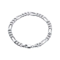 Polished S925 sterling silver Figaro chain bracelet with authentic Italy hallmark - 5MM Figaro Chain - White Gold / 16.5cm