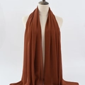 Caramel red chiffon hijab scarf with pearls for women, lightweight ethnic headwrap shawl - 8