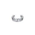 Polsino per orecchio in argento sterling S925 con design a maglia cubana lucida - Argento 925 / Catena Argento (RHE673S)