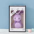 Cute purple coral fleece towel folded into a rabbit shape in a boutique gift bag - Light Purple + Leaf Gift Box