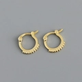 Close-up of gold circle earrings showing detailed bead accents and 925 silver hallmark - Ten Rhinestone Hoop Earrings (S-E1558) / Gold