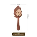 Wooden insect hand clapper toy in leaf shape with ladybug pattern and walnut finish - Insect Clapper Toy