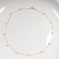 Minimalist S925 silver gold-plated necklace with evenly spaced white freshwater pearls - Style 1 (S925 Silver) / Gold