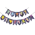 Blue Happy New Year banner with colorful fireworks and swallowtail flags decoration - Small Colorful Happy New Year Swallowtail