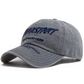 Vintage dark grey washed cotton baseball cap with navy blue HARVESTART embroidery - Adjustable / Gray