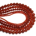 Red agate round beads for DIY jewelry making in various sizes on white background - Red Agate (grade A) / 4mm Approx 93pcs