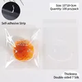 Transparent self-adhesive bakery bags 15x18cm for cookies and snacks, 100pcs set - White Smiley Face / 15x18+3cm (100 Pieces/Pack)