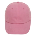 Detail view of pink cotton baseball cap featuring classic six-panel design and curved brim - Deep Pink