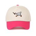 Detail of embroidered goose with knife on two-tone pink and beige baseball cap - Off-white/Rose Red