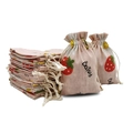 Pink strawberry pattern linen drawstring gift bag with white cotton rope closure - 10*14cm / Pink Strawberry