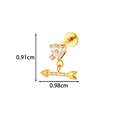 Gouden titanium piercing sieraad met hartvormige zirkoon en pijl hanger, 0,91x0,98cm - Hart en Pijl (T2582-1#) / Goud