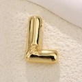 3D gold bubble letter L pendant necklace with polished mirror finish and paper clip chain - L