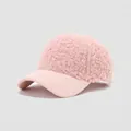 Detailed texture of pink lamb wool fleece baseball cap with soft suede brim for children - Hat Only / Pink (Normal Style)