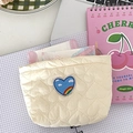 Borsa portaoggetti trapuntata color crema con ricamo arcobaleno e chiusura a zip - Arcobaleno