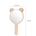 Handheld wooden makeup mirror with cute bear ears and circular glass 13.5x25cm - Bear/Medium