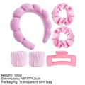 Pink 6-piece hair accessory set including plush headband, velvet scrunchies and hair claw - Pink Rectangular (6-Piece Set)