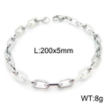 Bracciale a catena geometrica in acciaio inossidabile argento 5mm con chiusura a moschettone - Argento (200*5mm)