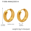 Detailed view of gold stainless steel hoop earrings with precise size dimensions - Gold (F1098-4)
