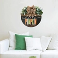 Wooden hello PUMPKIN door sign with leopard bow and eucalyptus leaves decor - Style G (Leopard Pumpkin Letter)
