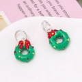 Close-up of green Christmas wreath charms with red bows and enamel detailing - 08# Christmas Wreath (11*14MM)