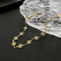 Kleurrijke madeliefjes kralenketting met gouden ketting en witte bloemen voor dames - Titanium Staal Madeliefje Armband - Lichte Kleur
