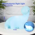 Blue dinosaur silicone night light for kids bedroom, 14.5x7.5x11cm soft glowing lamp - Blue Brachiosaurus