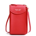 Red crossbody phone bag for women with fine texture and adjustable shoulder strap - Red